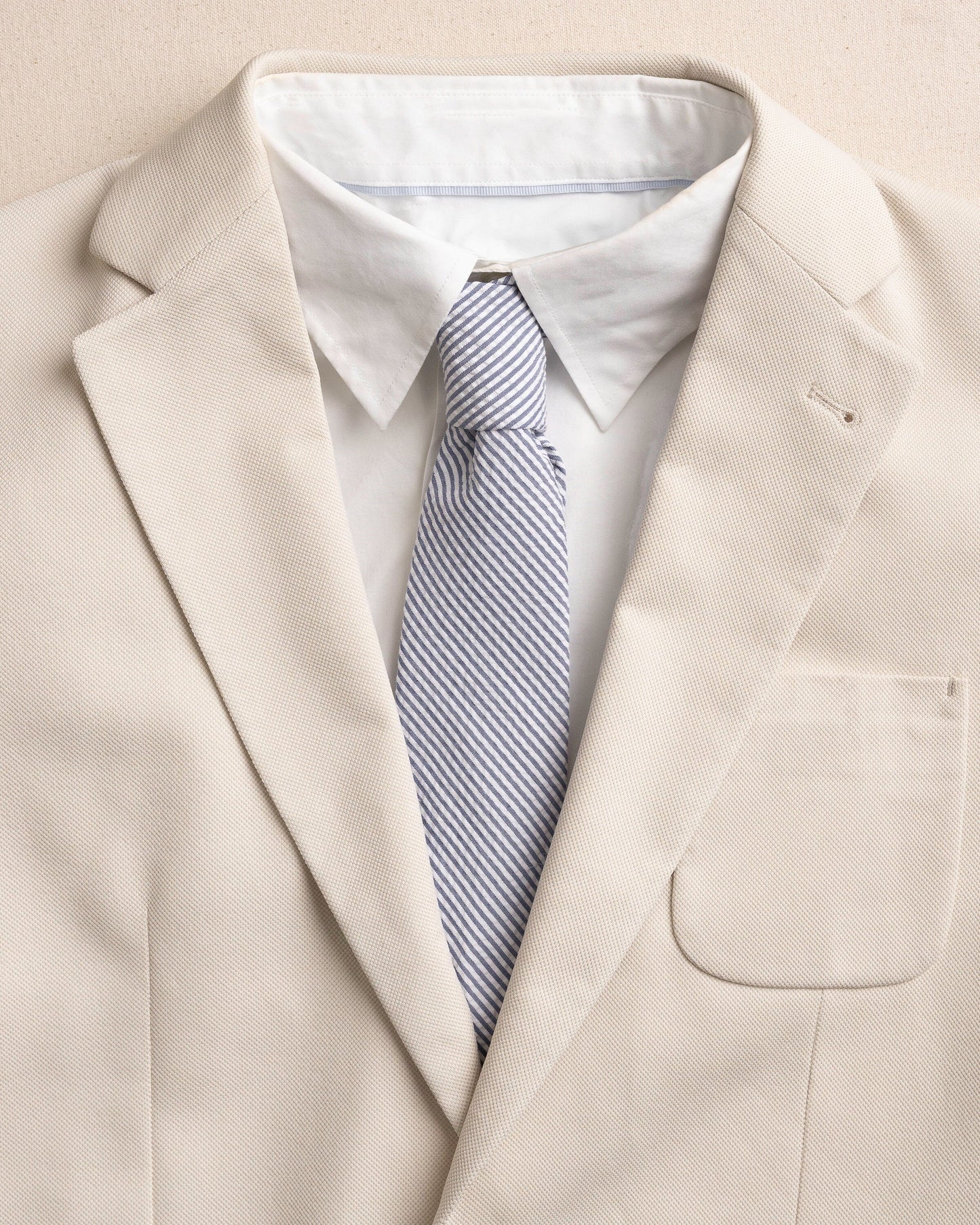 High Cotton Blue and White Seersucker Necktie